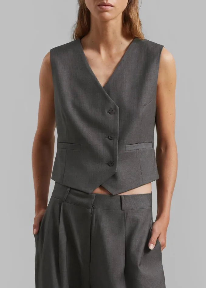 Women Ivey Vest 8211 Grey Melange The Frankie Shop Outerwear