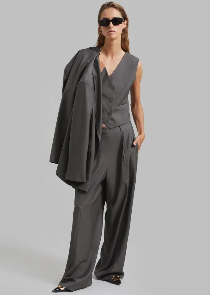 Women Ivey Vest 8211 Grey Melange The Frankie Shop Outerwear