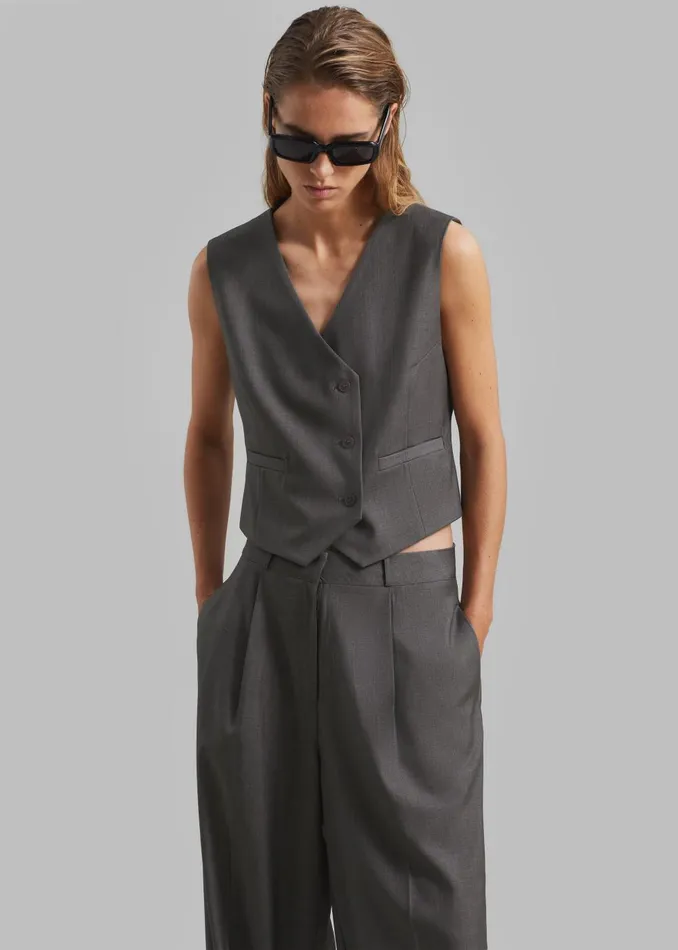 Women Ivey Vest 8211 Grey Melange The Frankie Shop Outerwear