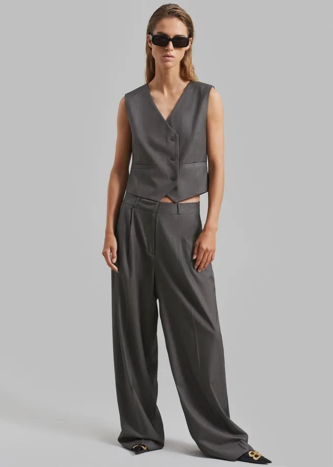 Women Ivey Vest 8211 Grey Melange The Frankie Shop Outerwear