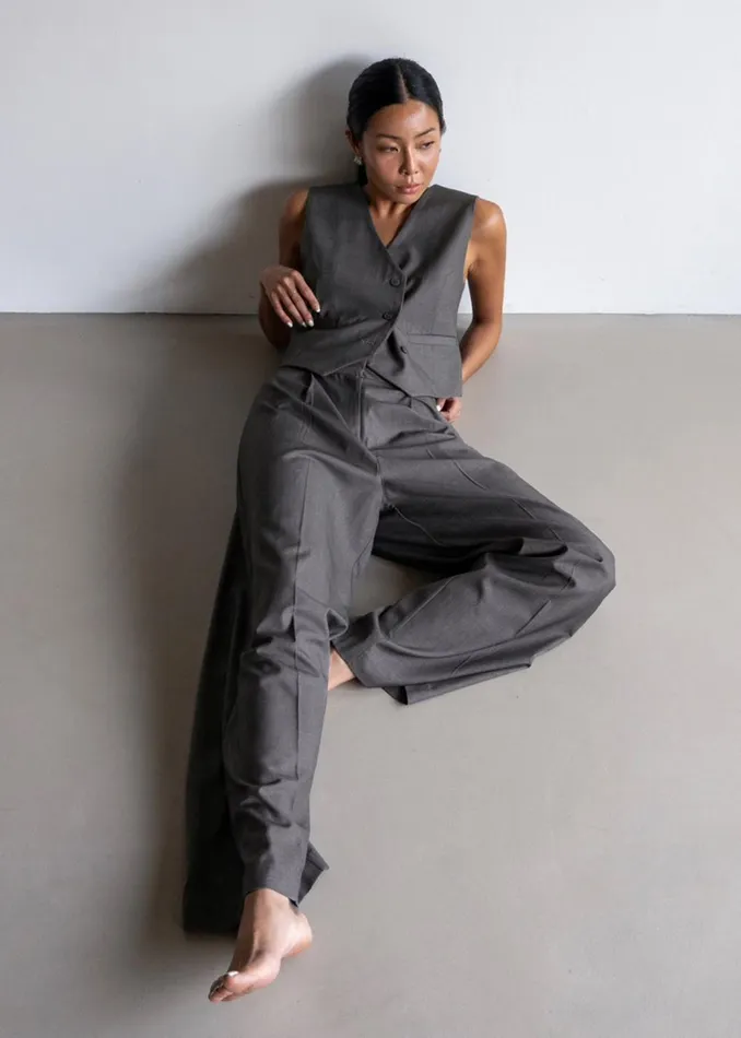 Women Ivey Vest 8211 Grey Melange The Frankie Shop Outerwear