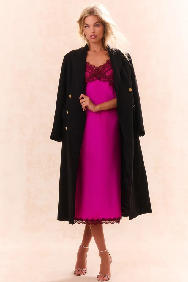 Women Jackets and Coats LoveShackFancy Angeli Wool Military Coat Black