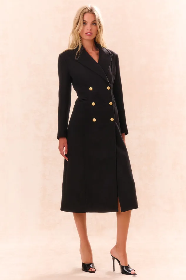Women Jackets and Coats LoveShackFancy Angeli Wool Military Coat Black