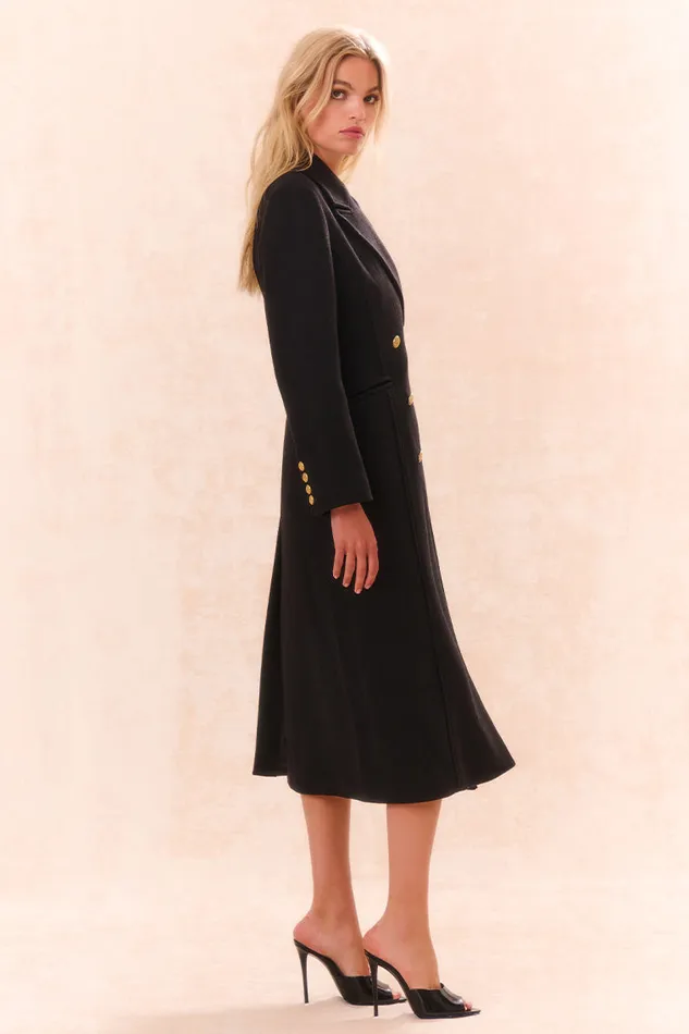 Women Jackets and Coats LoveShackFancy Angeli Wool Military Coat Black