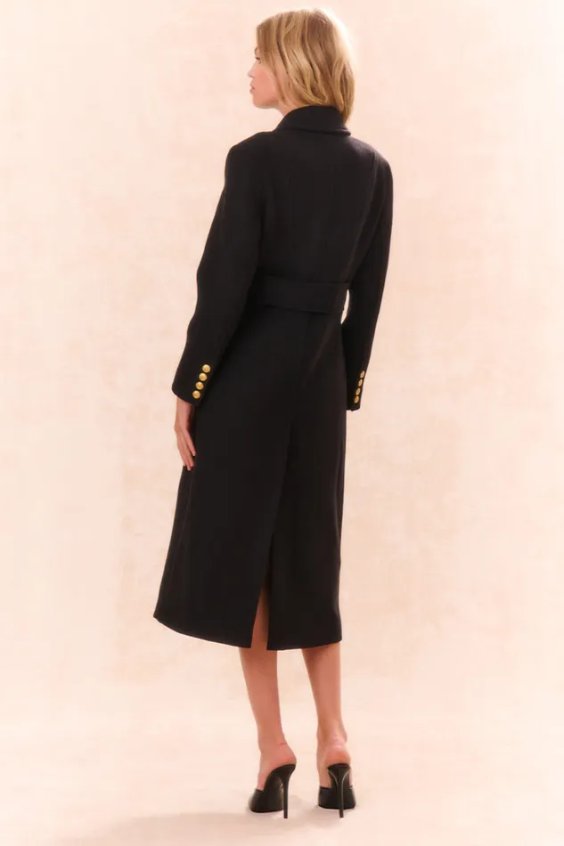 Women Jackets and Coats LoveShackFancy Angeli Wool Military Coat Black