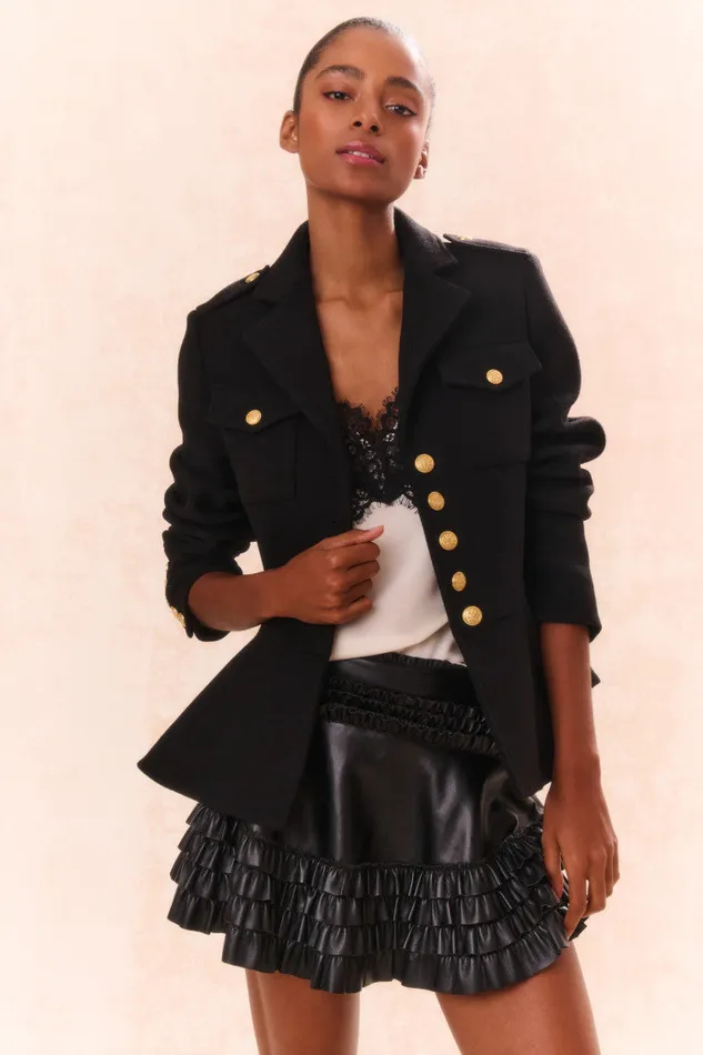 Women Jackets and Coats LoveShackFancy Theda WoolBlend Military Jacket Black Women Jackets and Coats LoveShackFancy Theda WoolBlend Military Jacket Black