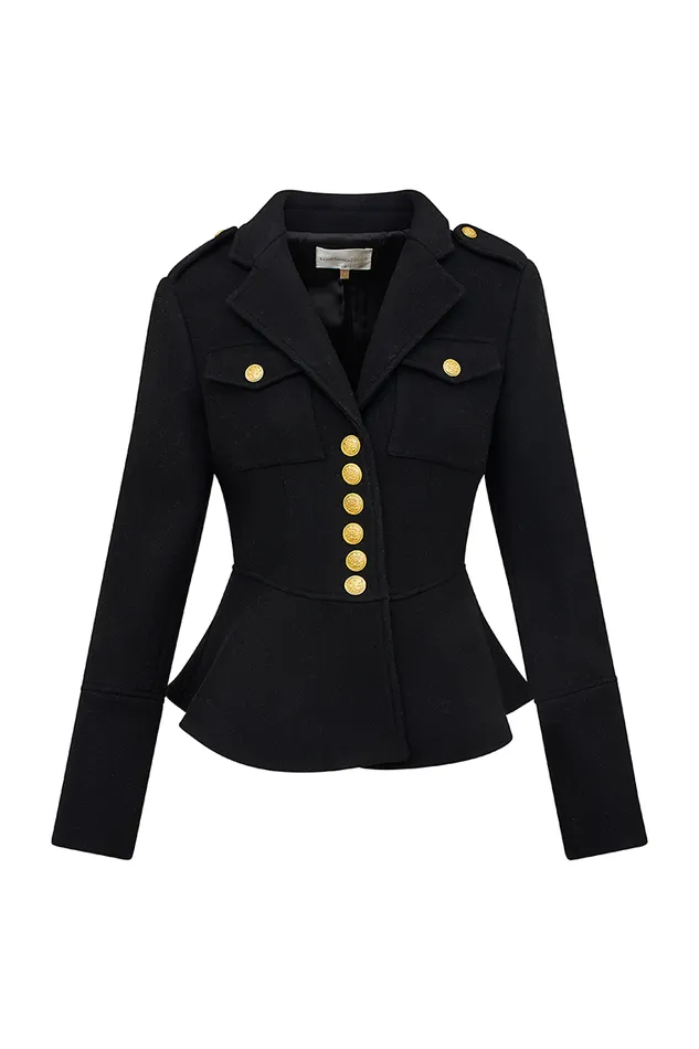 Women Jackets and Coats LoveShackFancy Theda WoolBlend Military Jacket Black Women Jackets and Coats LoveShackFancy Theda WoolBlend Military Jacket Black