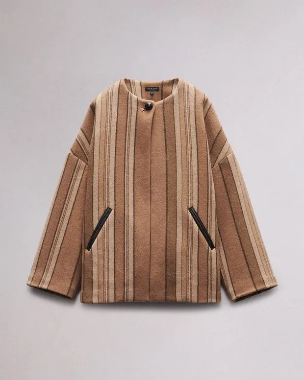 Women Jackets and Coats Rag and Bone Penny Stripe Coat Brown Stripe