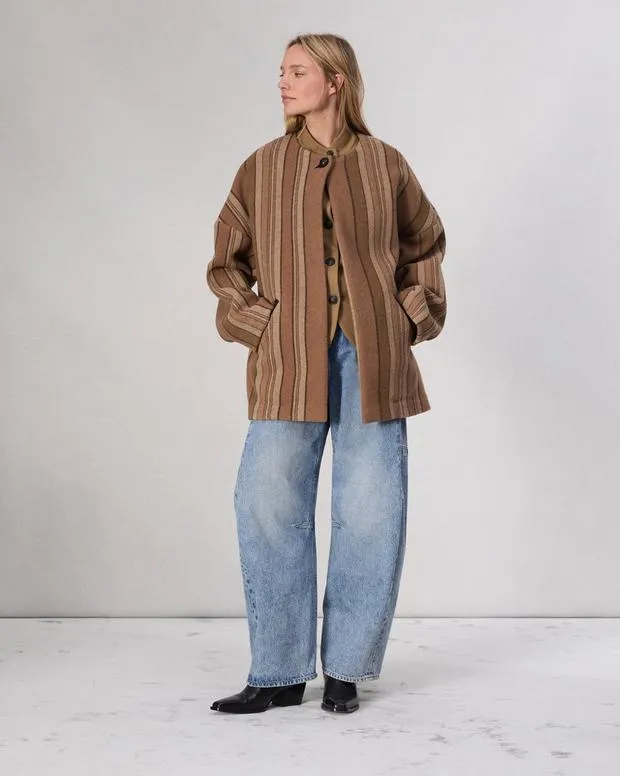 Women Jackets and Coats Rag and Bone Penny Stripe Coat Brown Stripe