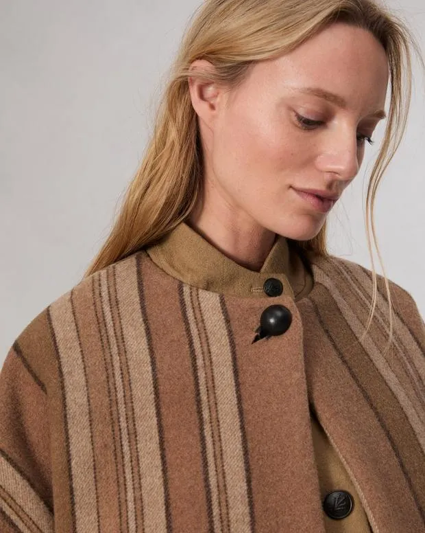 Women Jackets and Coats Rag and Bone Penny Stripe Coat Brown Stripe