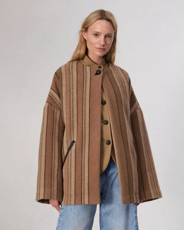 Women Jackets and Coats Rag and Bone Penny Stripe Coat Brown Stripe
