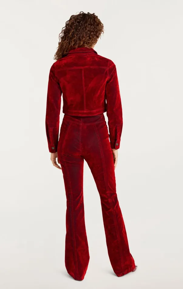Women Jackets Cinq Sept Flocked Denim Marilee Jacket Pomegranate