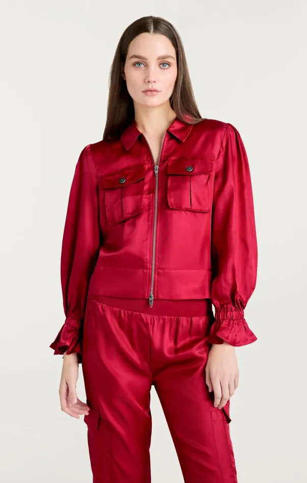 Women Jackets Cinq Sept Long Sleeve Holly Jacket Red Currant
