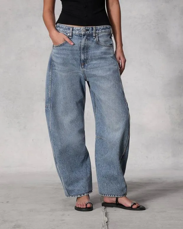 Women Jeans Rag and Bone Charlie Ankle BarrelLeg Jean Lightweight Rigid Denim Harmony