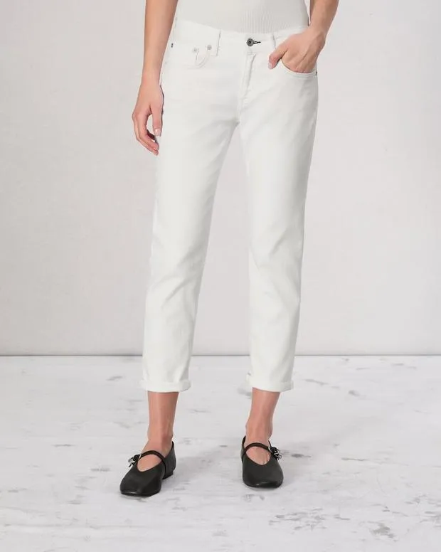 Women Jeans Rag and Bone Dre Slim Boyfriend Jean Vintage Stretch Denim Optic White