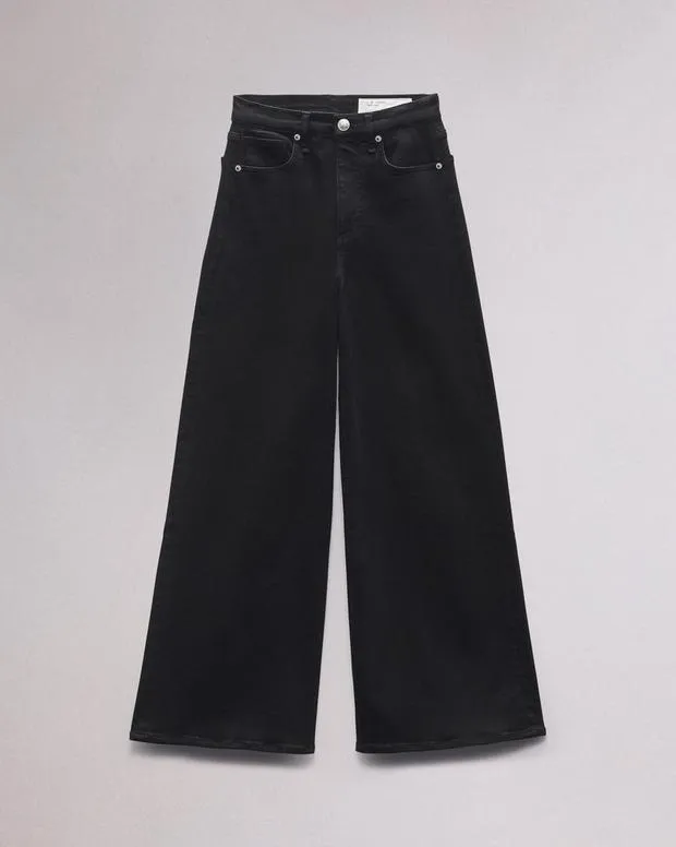 Women Jeans Rag and Bone Flexi Sofie Ankle WideLeg Jean Flexi Smooth and Sculpt Denim Black