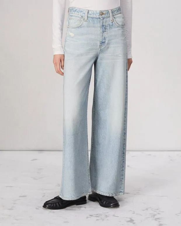 Women Jeans Rag and Bone Miramar Terry Sofie AnkleLength Pant Cotton Terry Meadowblue