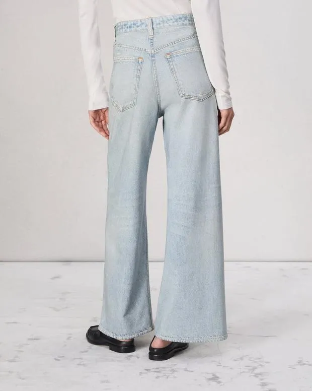 Women Jeans Rag and Bone Miramar Terry Sofie AnkleLength Pant Cotton Terry Meadowblue