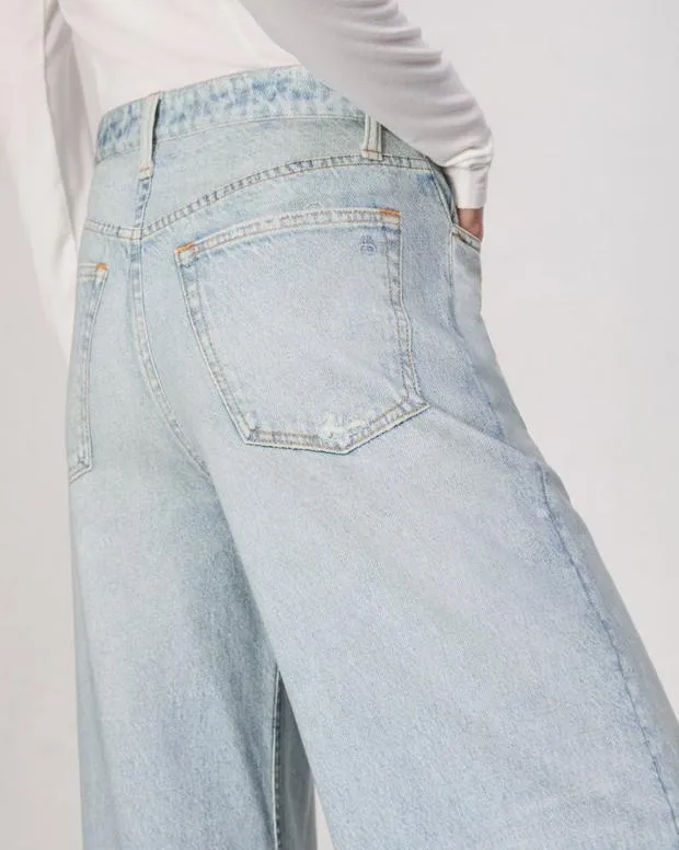 Women Jeans Rag and Bone Miramar Terry Sofie AnkleLength Pant Cotton Terry Meadowblue