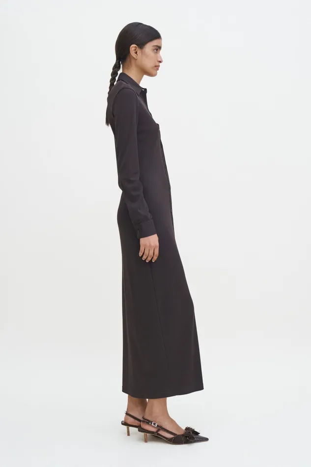Women Jersey Shirt Dress Dark Chocolate Filippa K Dresses