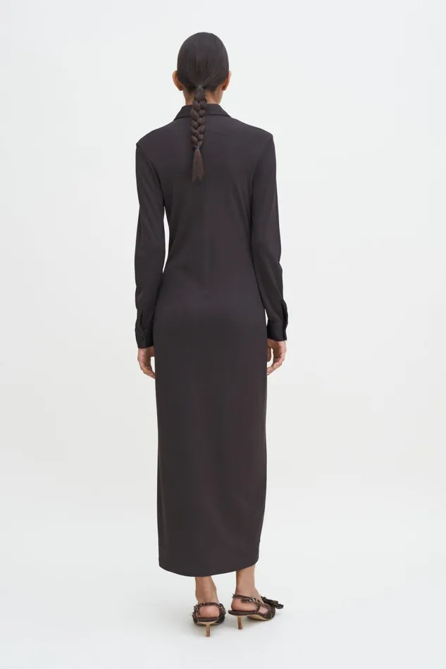 Women Jersey Shirt Dress Dark Chocolate Filippa K Dresses