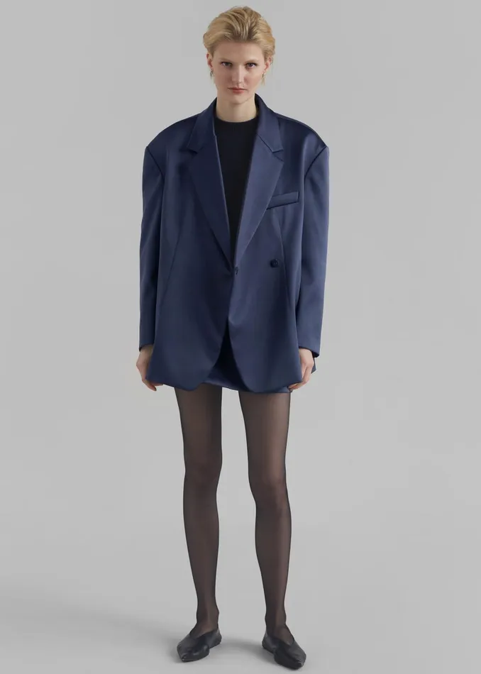 Women Jo Satin Blazer 8211 Navy The Frankie Shop Outerwear
