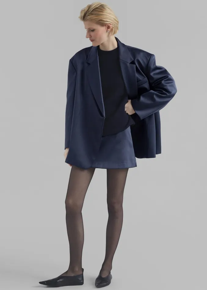 Women Jo Satin Blazer 8211 Navy The Frankie Shop Outerwear