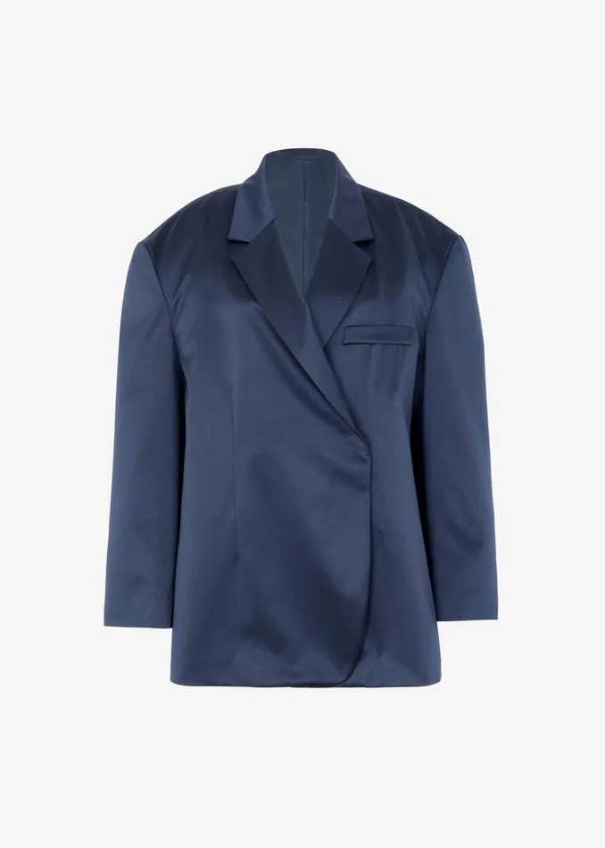 Women Jo Satin Blazer 8211 Navy The Frankie Shop Outerwear