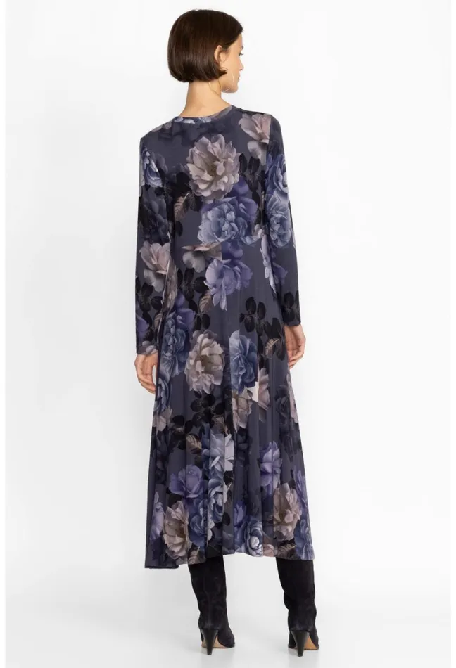 Women Johnny Was Dresses Grey Peony Long Sleeve Tee Dress Grey Peony