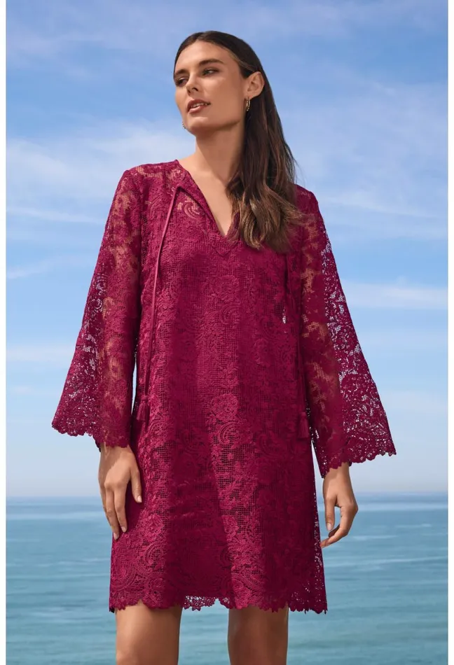 Women Johnny Was Dresses Harper Recycled Lace Mini Dress Smokey Rose