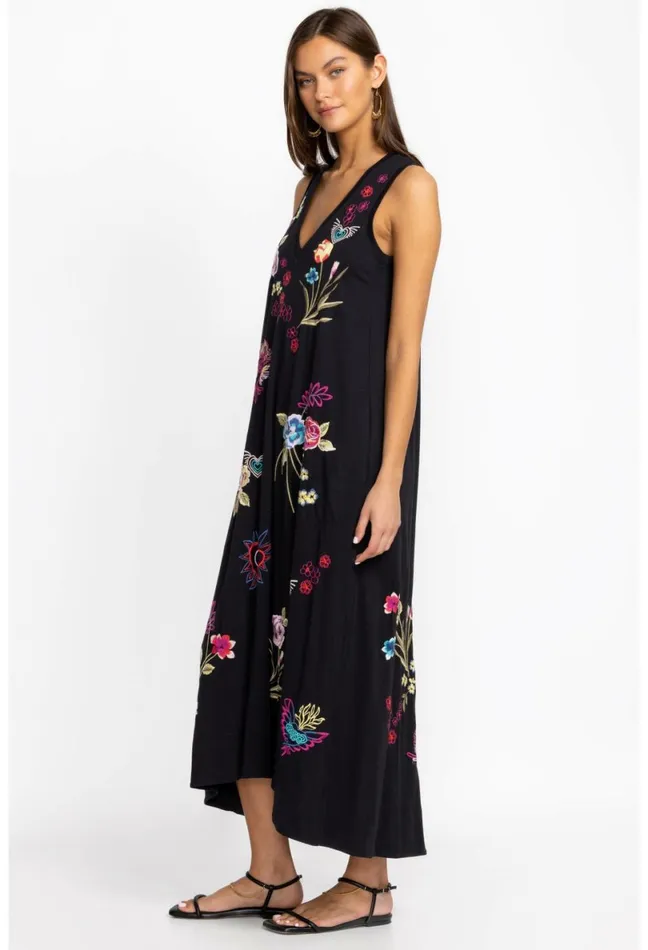 Women Johnny Was Dresses Jessi Knit VNeck Maxi Dress Black