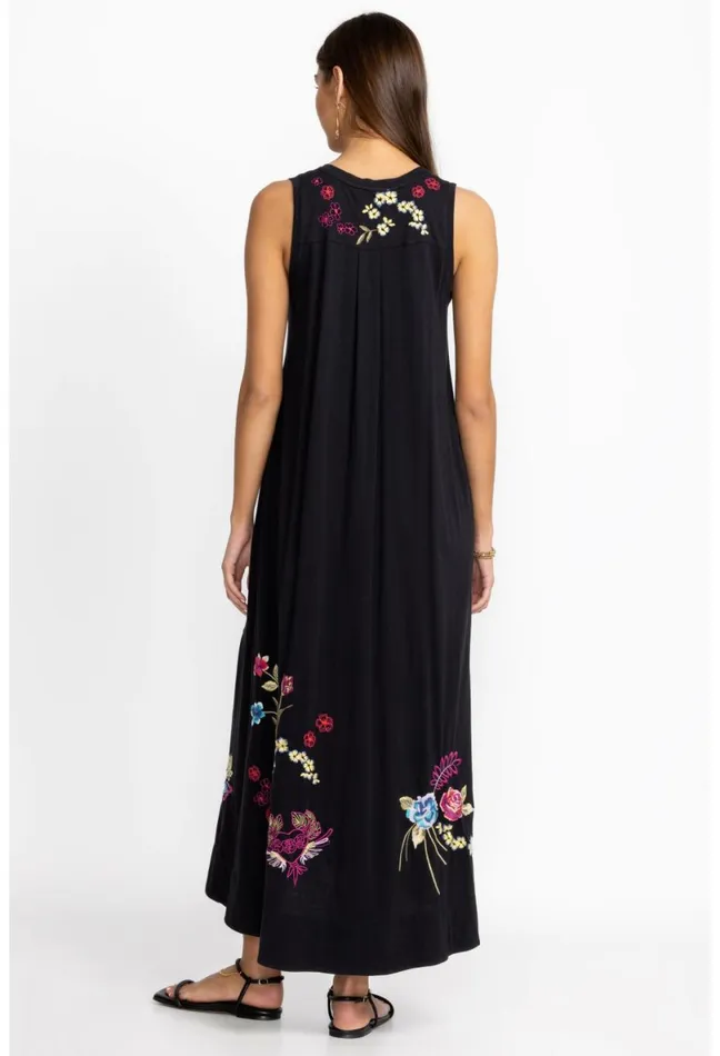 Women Johnny Was Dresses Jessi Knit VNeck Maxi Dress Black