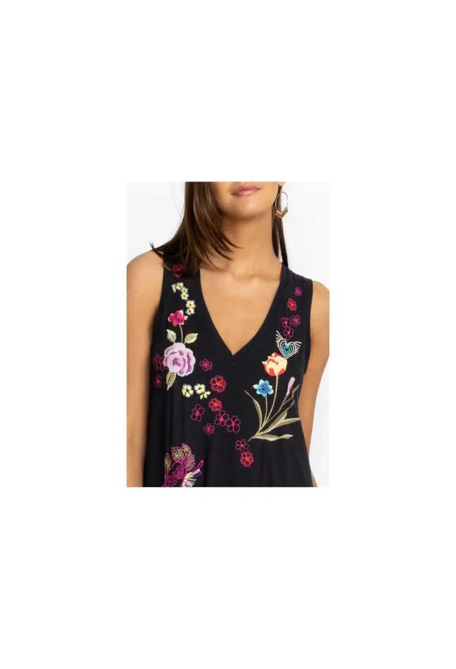 Women Johnny Was Dresses Jessi Knit VNeck Maxi Dress Black