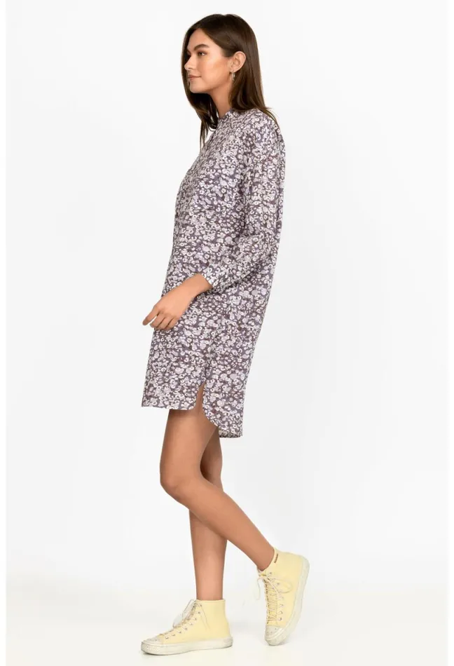 Women Johnny Was Dresses Printed Big Shirt Dress Cadet Leopard Spots