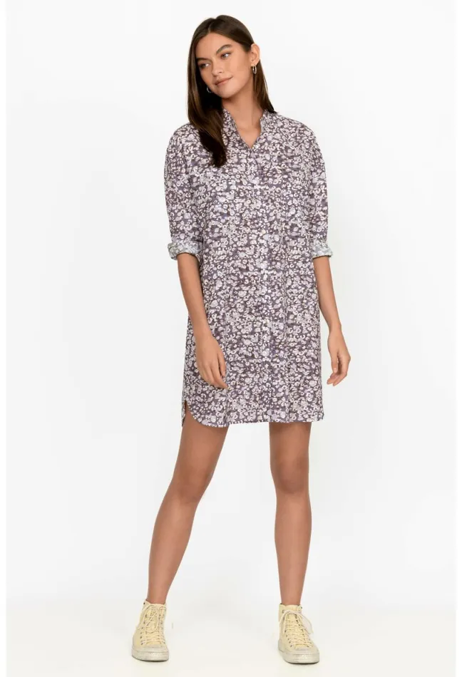 Women Johnny Was Dresses Printed Big Shirt Dress Cadet Leopard Spots