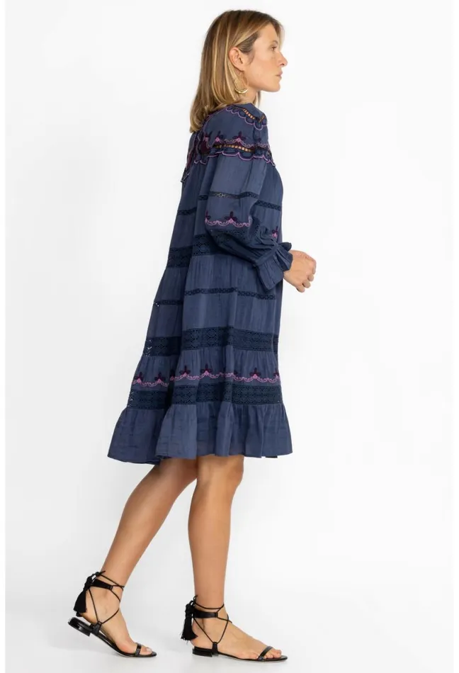 Women Johnny Was Dresses Reina Mini Dress Sapphire Blue