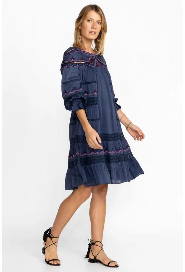 Women Johnny Was Dresses Reina Mini Dress Sapphire Blue