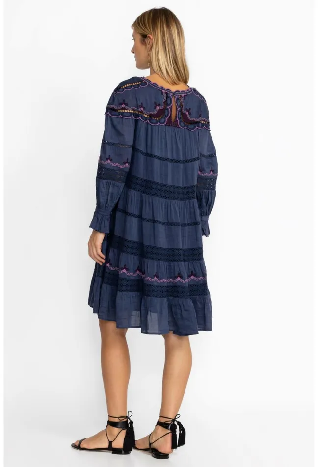 Women Johnny Was Dresses Reina Mini Dress Sapphire Blue