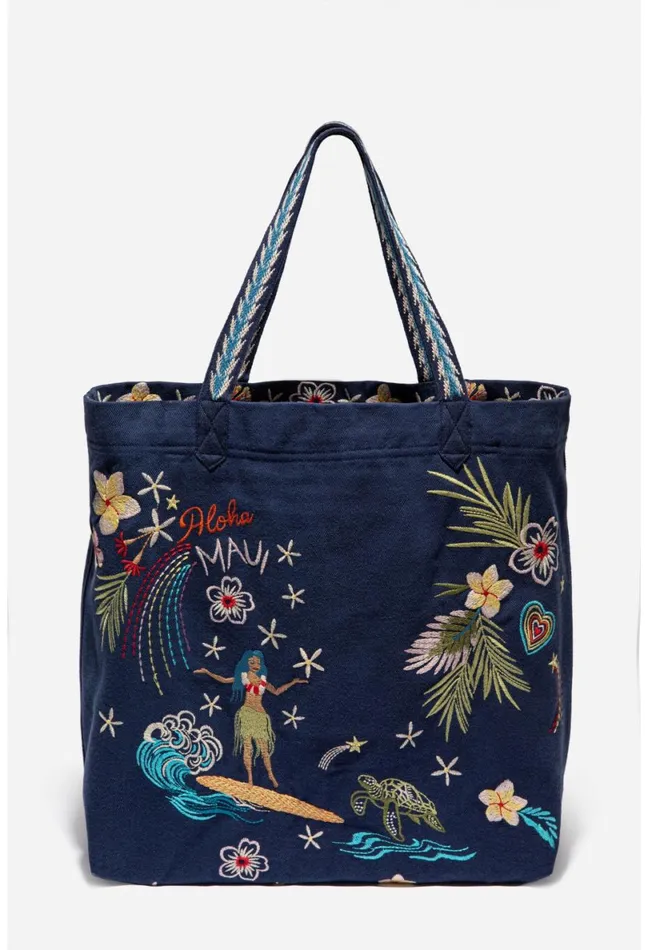 Women Johnny Was Handbags Hawaii Everyday Tote Navy