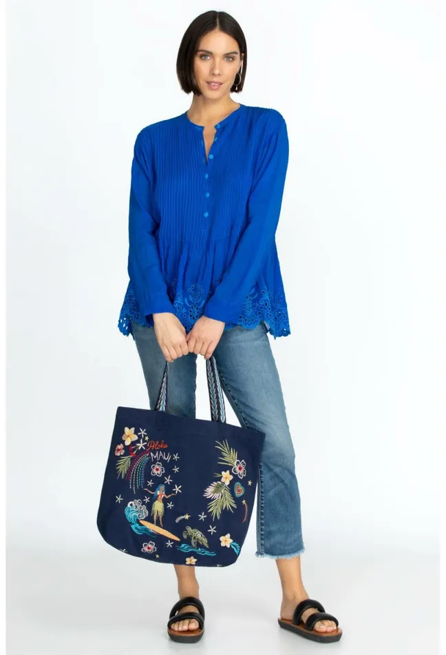 Women Johnny Was Handbags Hawaii Everyday Tote Navy