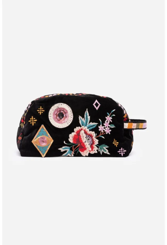 Women Johnny Was Handbags Margo Patched Makeup Bag Black