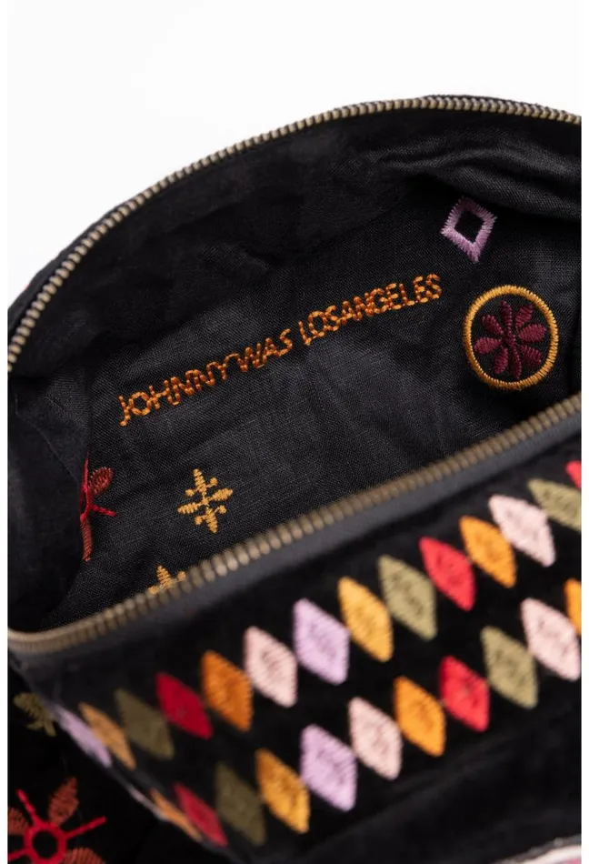Women Johnny Was Handbags Margo Patched Makeup Bag Black