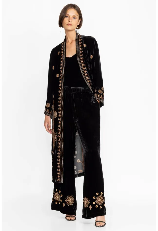 Women Johnny Was Kimonos Heidi Velvet Kimono Coat Black