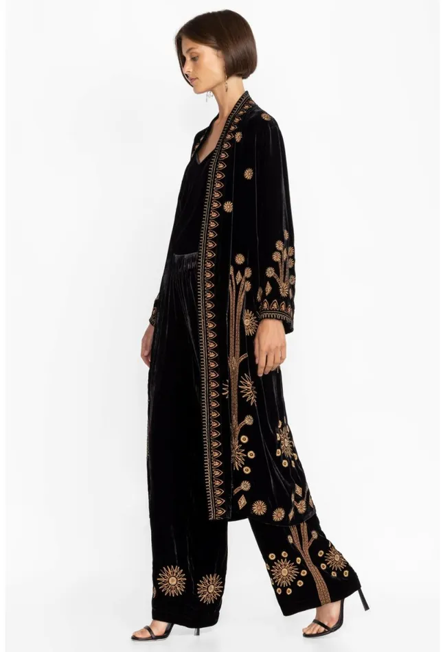 Women Johnny Was Kimonos Heidi Velvet Kimono Coat Black