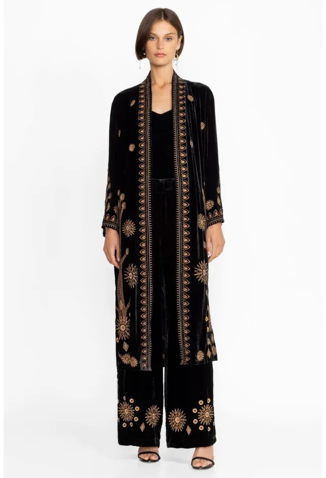 Women Johnny Was Kimonos Heidi Velvet Kimono Coat Black