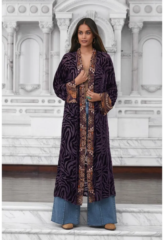 Women Johnny Was Kimonos Twilight Silk Kimono Eggplant