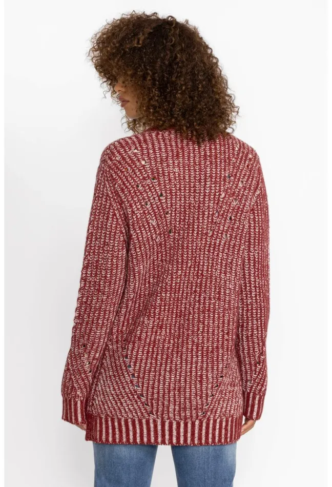 Women Johnny Was Outerwear Calme Drop Needle Cardigan Red