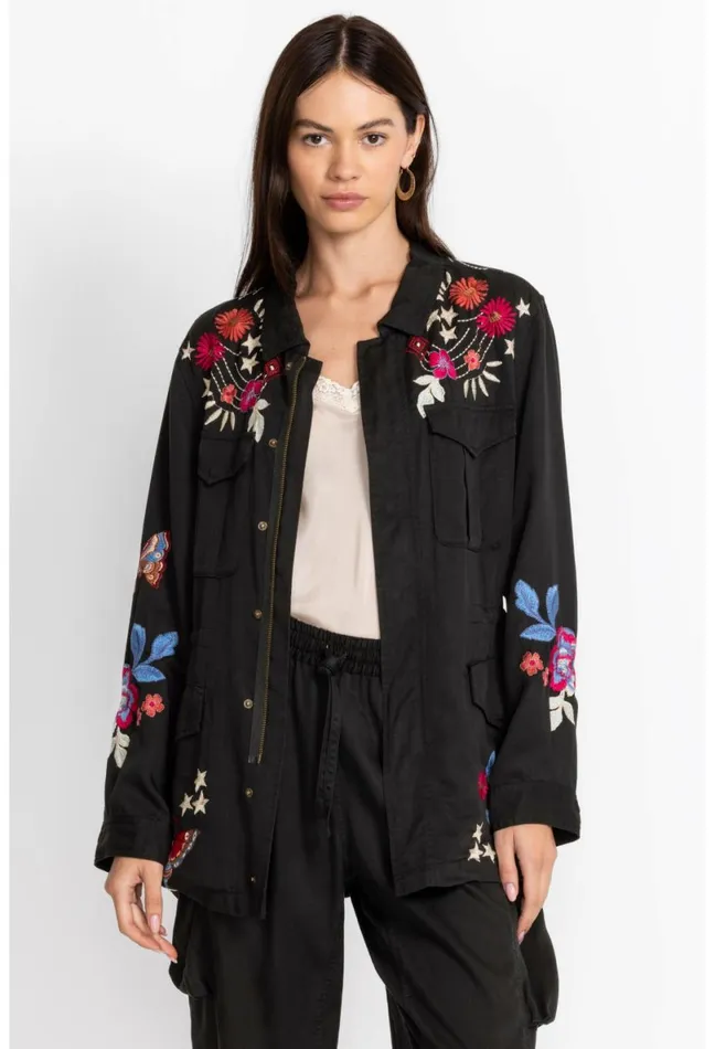 Women Johnny Was Outerwear Mika Paris Drawstring Military Jacket Black