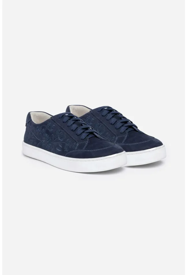 Women Johnny Was Shoes Bianca Lace Up Sneaker Navy