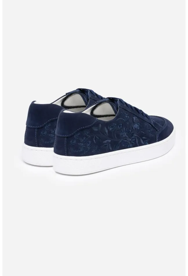 Women Johnny Was Shoes Bianca Lace Up Sneaker Navy